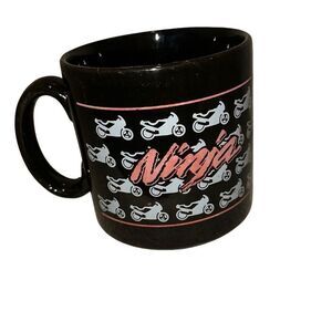 Vintage Ninja Motorcycle, bike Coffee tea mug jet black mcm rider
